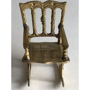 Vintage Solid Brass Miniature Rocking Chair Antique Doll House Furniture
